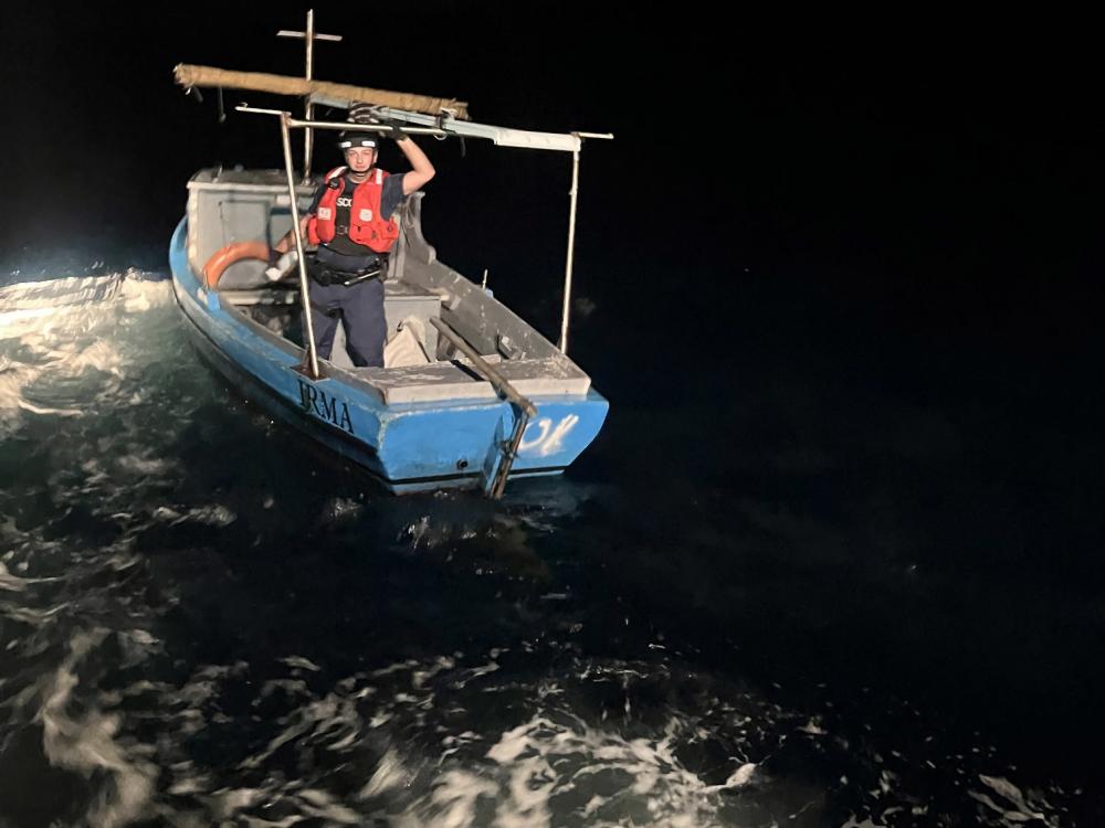 A Coast Guard Air Station Miami HC-144 Ocean Sentry aircrew notified Sector Key West watchstanders of this migrant vessel about 25 miles south of Bahia Honda, Florida, Dec. 11, 2022. The people were repatriated to Cuba on Dec. 14, 2022. (U.S. Coast Guard photo)