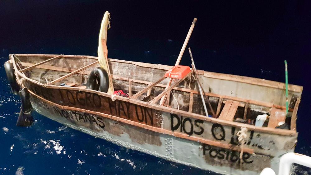 A Customs and Border Protection Air and Marine Operations law enforcement aircrew alerted Coast Guard Sector Key West watchstanders of this migrant vessel, Jan. 4, 2023. The people were repatriated on Jan. 12, 2023. (U.S. Coast Guard photo)